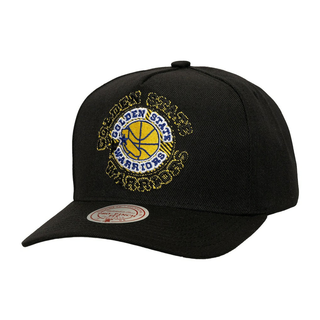 Golden State Warriors Tilted Pro Pinch Adjustable Hat for sale Black | Mitchell & Ness online