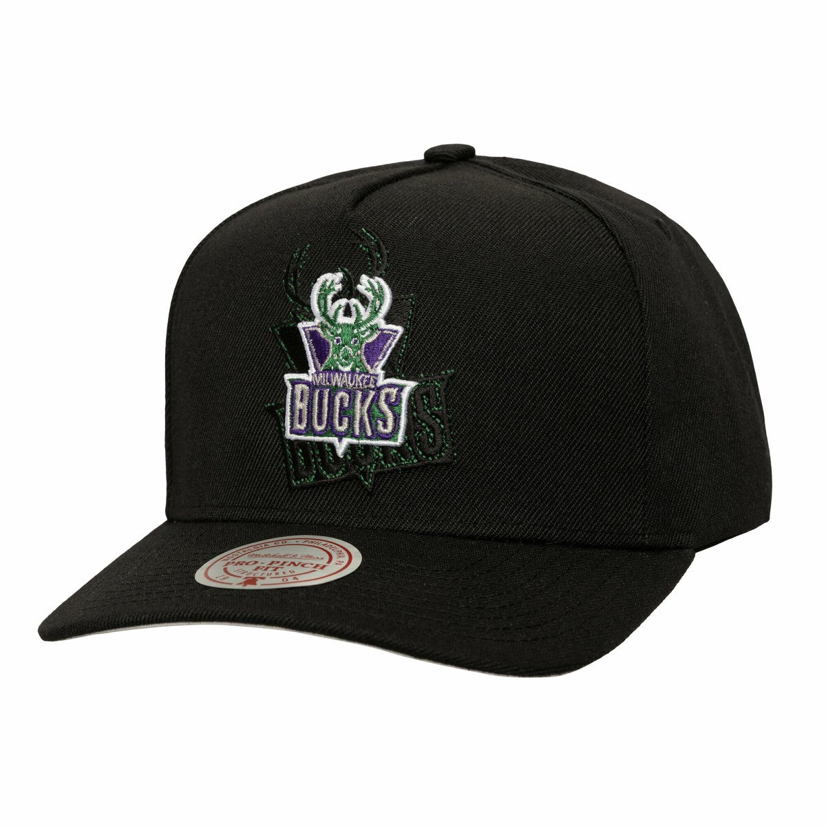 Milwaukee Bucks Tilted Pro Pinch Adjustable Hat Black | Mitchell & Ness Lifestyle