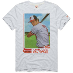 Cal Ripken Jr. Baltimore Orioles Homage 1982 Topps Baseball Card Player T-Shirt - Ash - MLB Discount