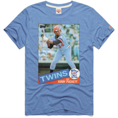 Kirby Puckett Minnesota Twins Homage 1985 Topps Baseball Card Player Tri-Blend T-Shirt - Light Blue - MLB Discount