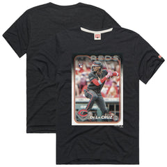 Elly De La Cruz Cincinnati Reds Homage 2024 Topps Baseball Card Player Tri-Blend T-Shirt - Charcoal - MLB Discount