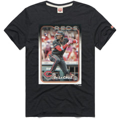 Elly De La Cruz Cincinnati Reds Homage 2024 Topps Baseball Card Player Tri-Blend T-Shirt - Charcoal - MLB Discount