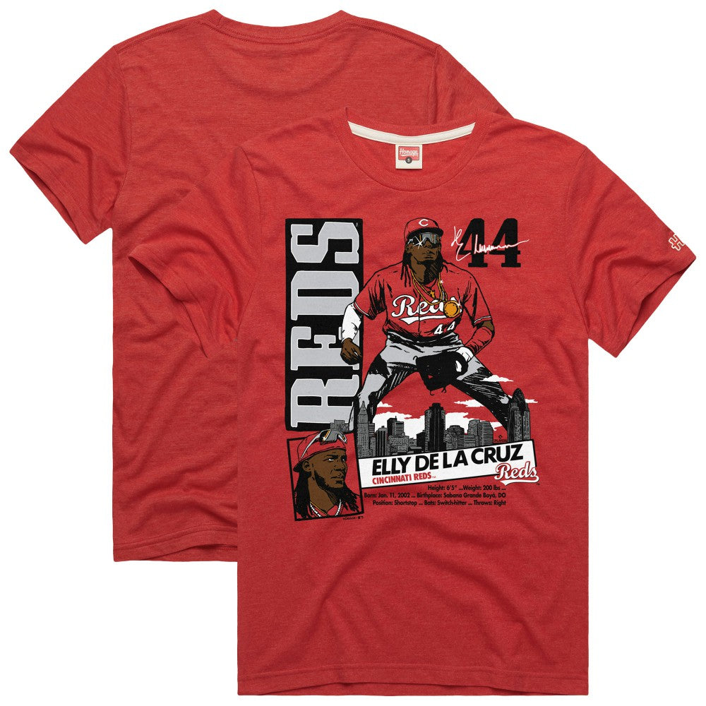 Elly De La Cruz Cincinnati Reds Homage Graphic Player Tri-Blend T-Shirt - Red - MLB on Sale