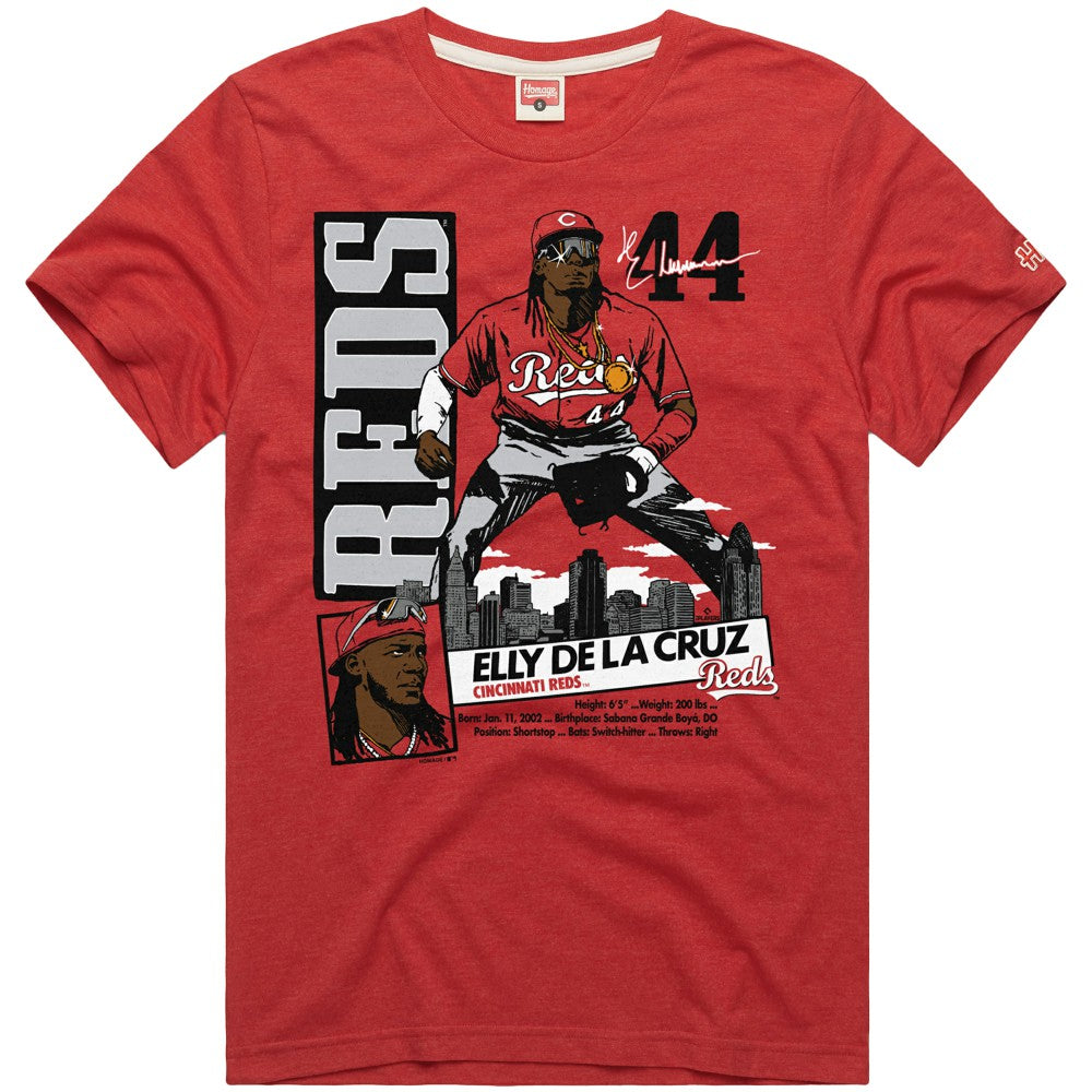 Elly De La Cruz Cincinnati Reds Homage Graphic Player Tri-Blend T-Shirt - Red - MLB on Sale