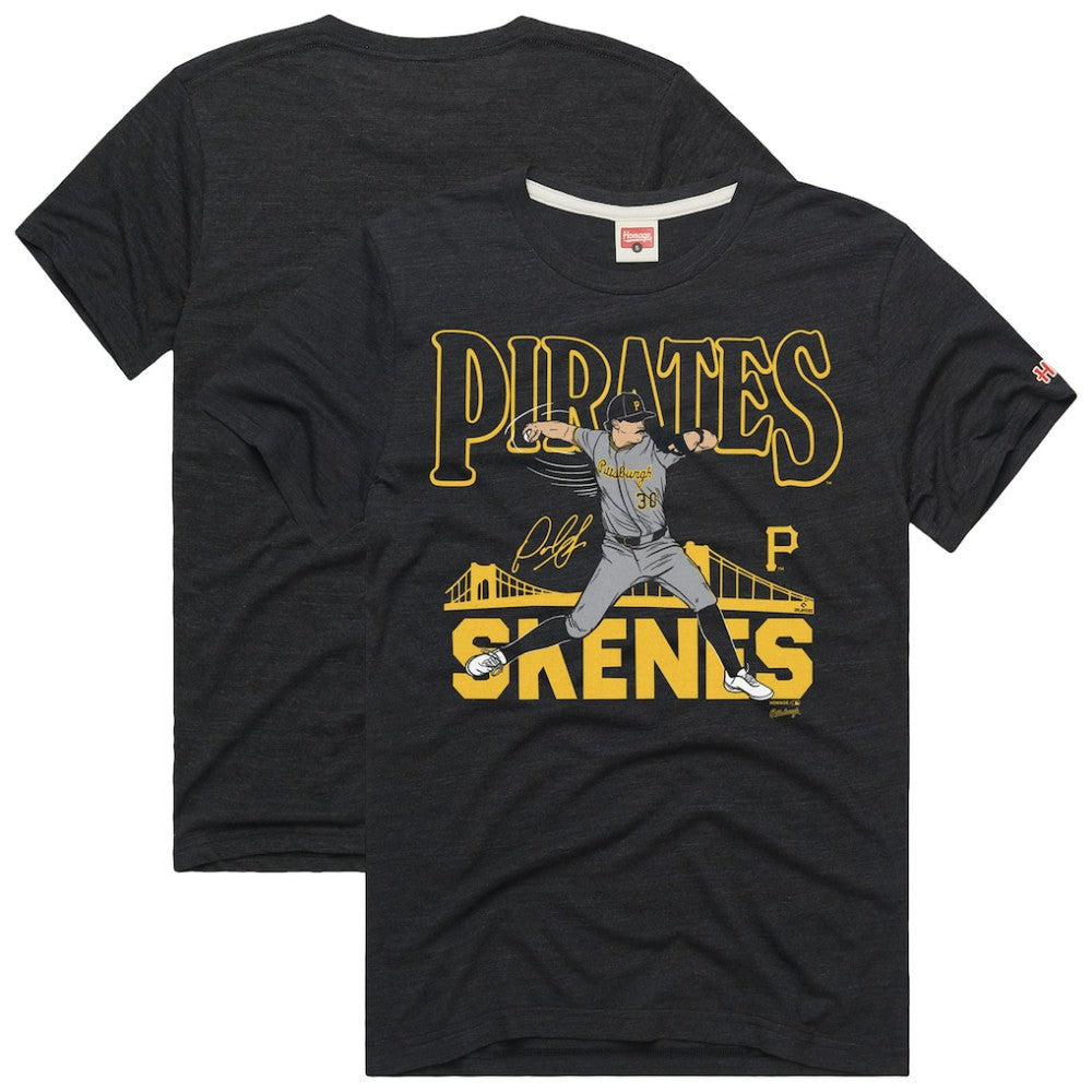 Paul Skenes Pittsburgh Pirates Homage Graphic Player Tri-Blend T-Shirt - Charcoal - MLB Discount