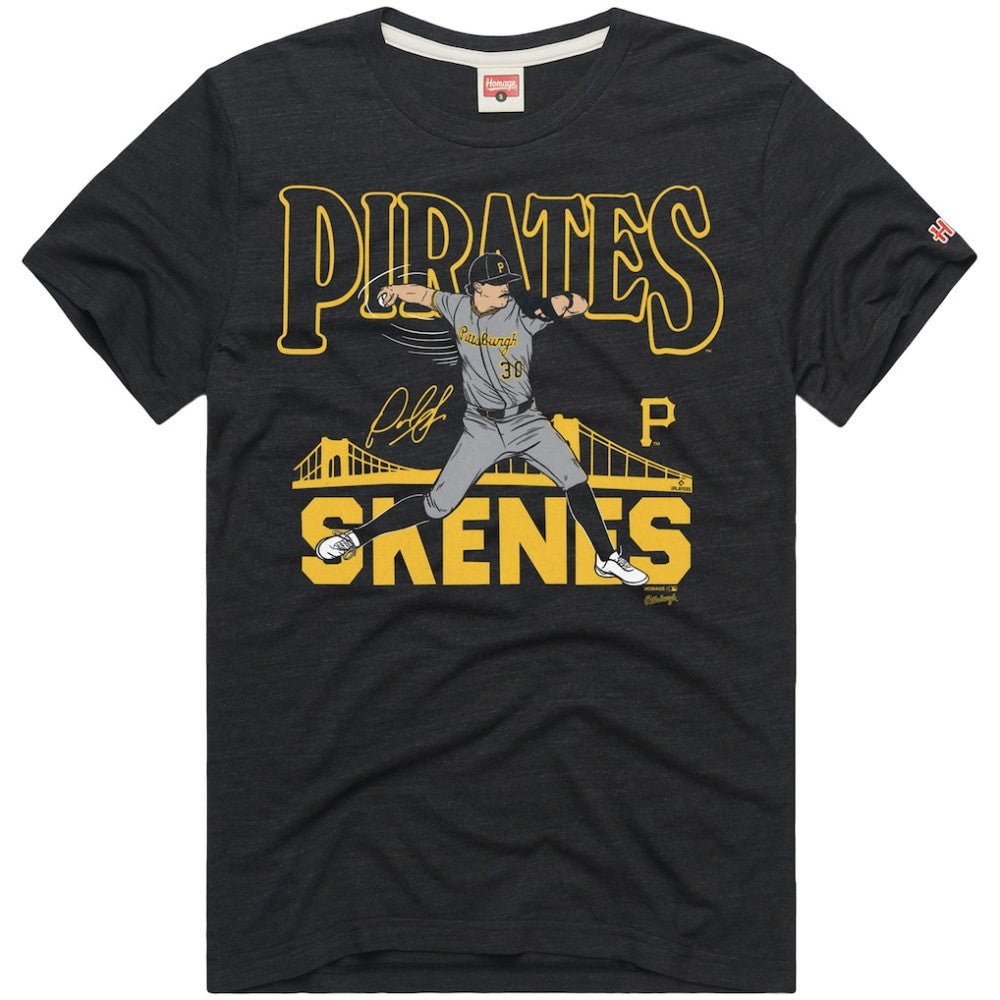 Paul Skenes Pittsburgh Pirates Homage Graphic Player Tri-Blend T-Shirt - Charcoal - MLB Discount
