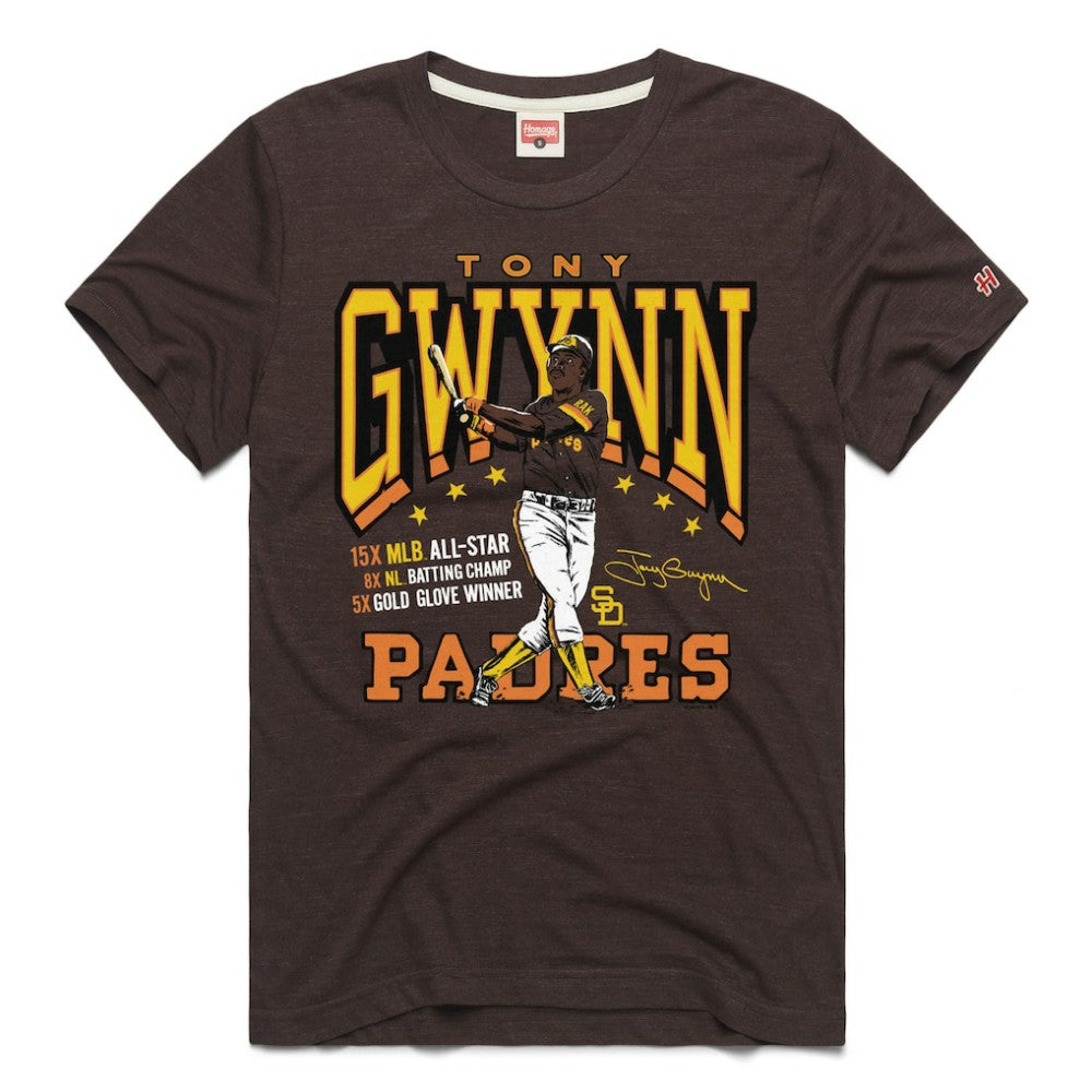 Tony Gwynn San Diego Padres Homage Graphic Player T-Shirt - Brown - MLB Lifestyle