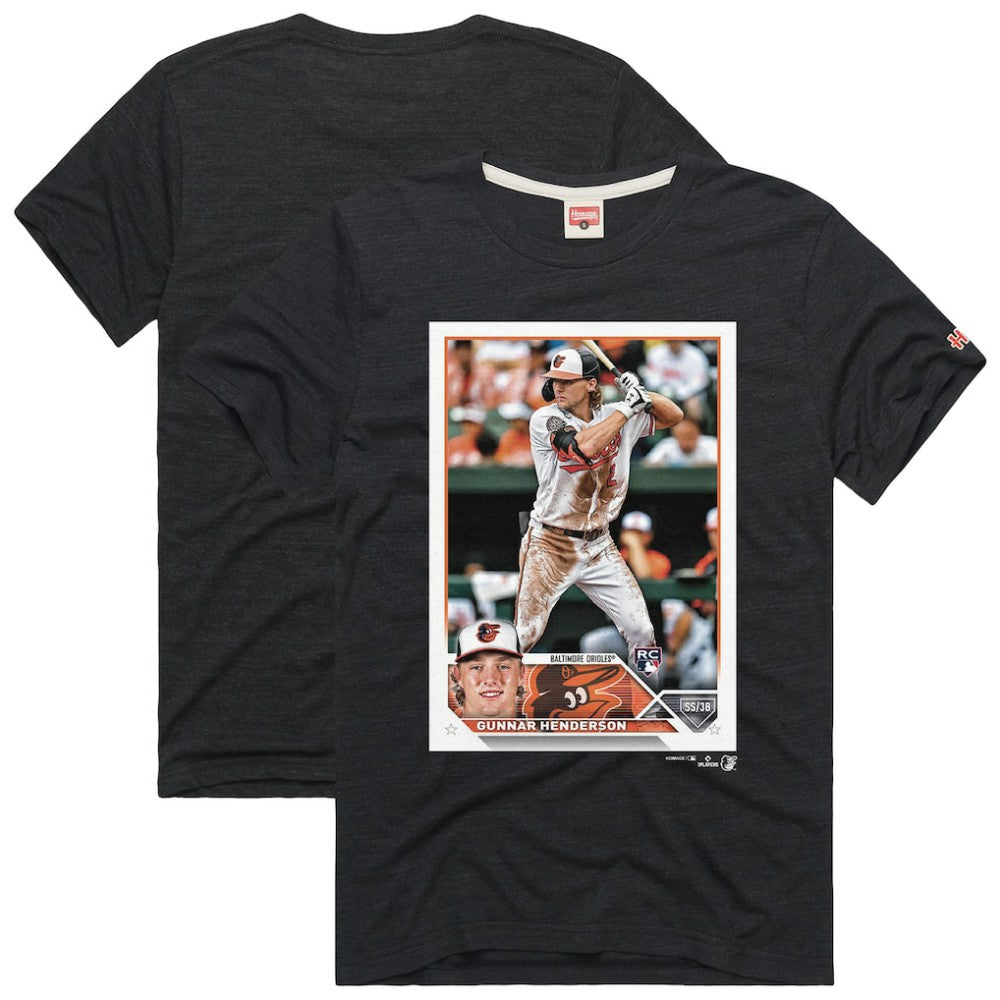 Gunnar Henderson Baltimore Orioles Homage 2023 Topps Baseball Card Player T-Shirt - Charcoal - MLB Discount