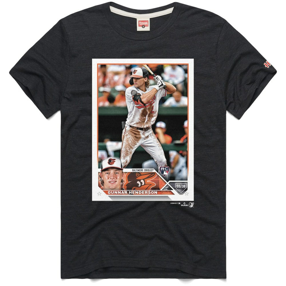 Gunnar Henderson Baltimore Orioles Homage 2023 Topps Baseball Card Player T-Shirt - Charcoal - MLB Discount