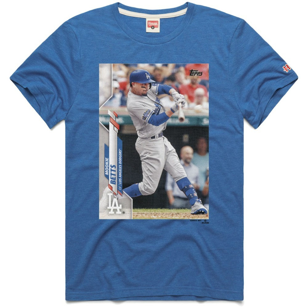 Mookie Betts Los Angeles Dodgers Homage 2020 Topps Baseball Card Player T-Shirt - Royal - MLB Sale