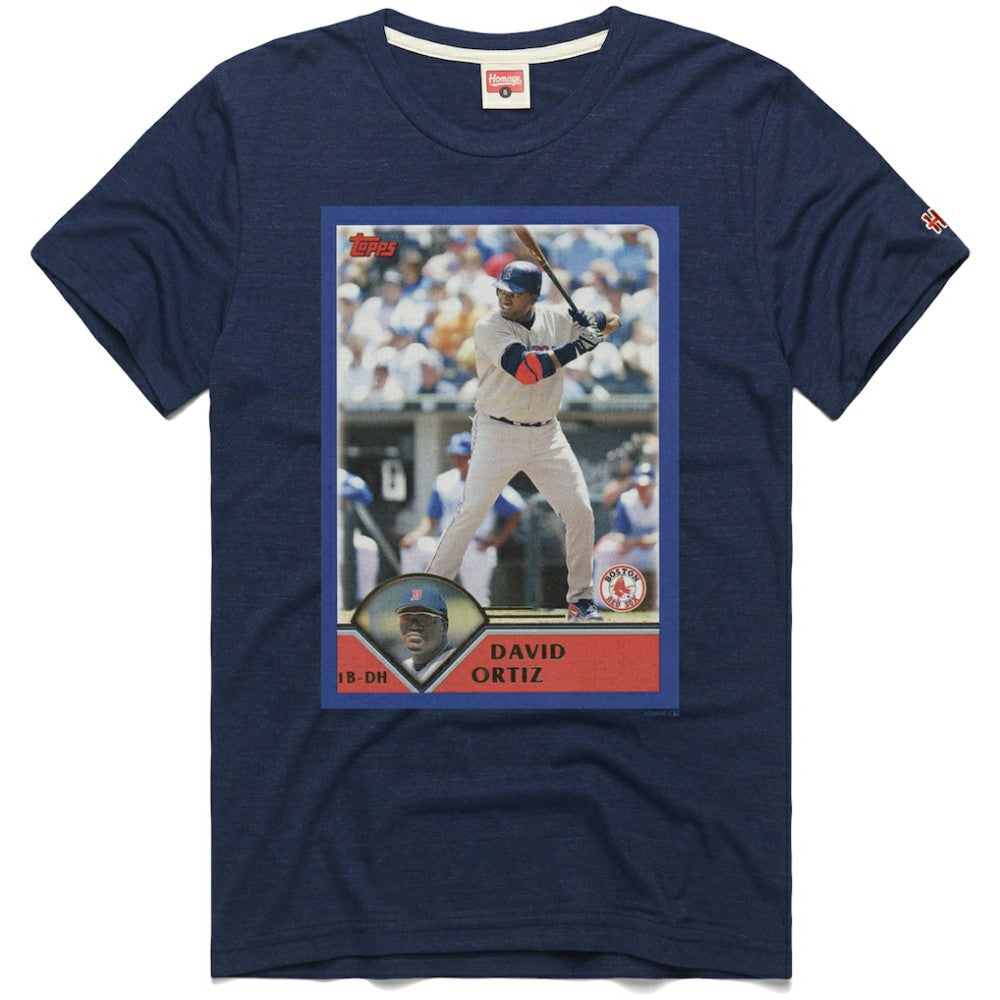 David Ortiz Boston Red Sox Homage 2003 Topps Baseball Card Player T-Shirt - Navy - MLB Sale