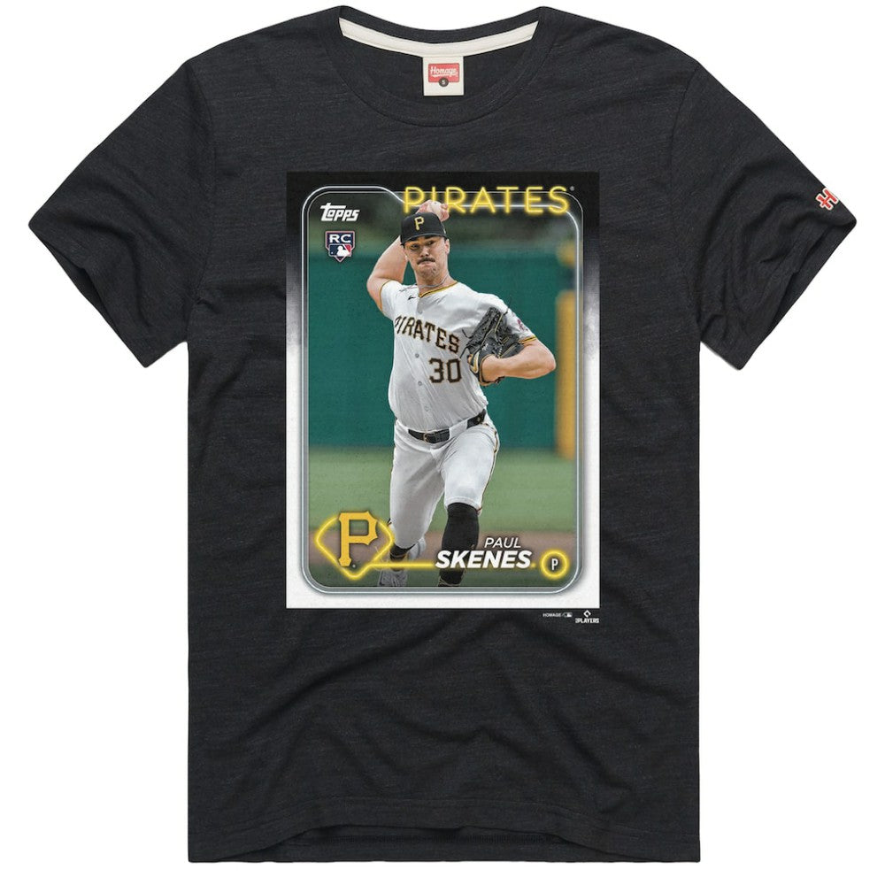 Paul Skenes Pittsburgh Pirates Homage 2024 Topps Baseball Card Player Tri-Blend T-Shirt - Charcoal - MLB Discount