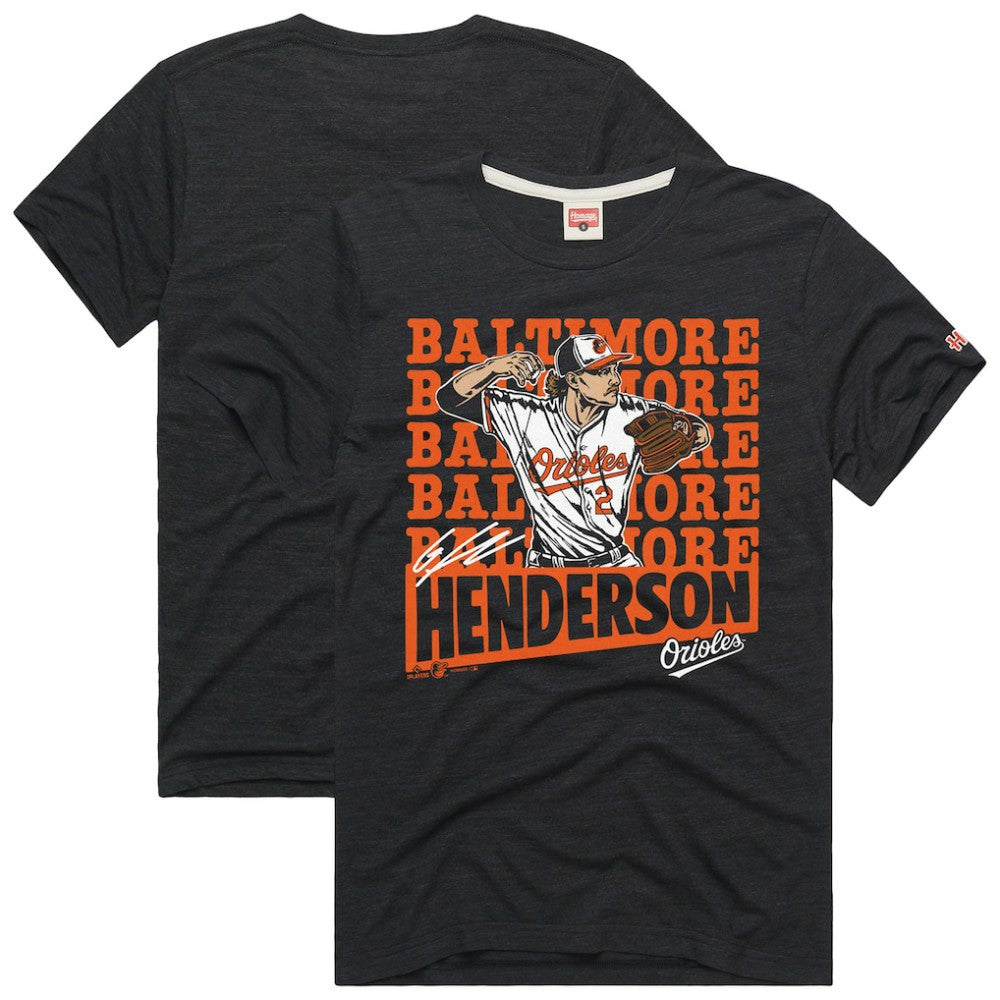 Gunnar Henderson Baltimore Orioles Homage Graphic Player T-Shirt - Charcoal - MLB Sale