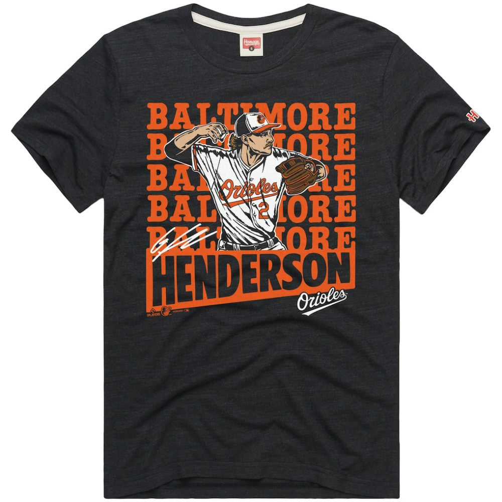 Gunnar Henderson Baltimore Orioles Homage Graphic Player T-Shirt - Charcoal - MLB Sale