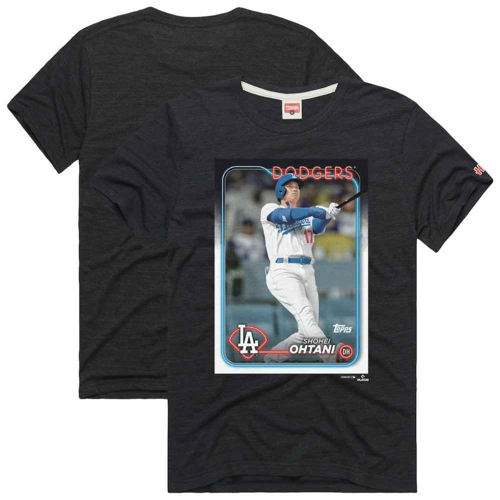 Shohei Ohtani Los Angeles Dodgers Homage 2024 Topps Baseball Card Player T-Shirt - Charcoal - MLB Lifestyle