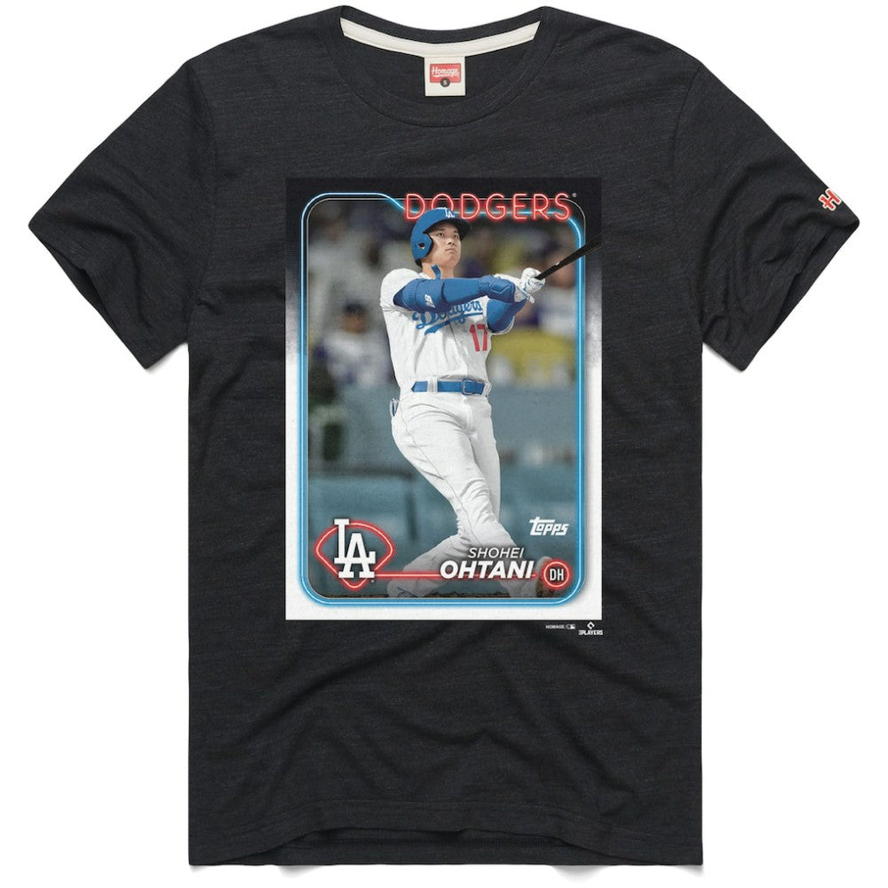 Shohei Ohtani Los Angeles Dodgers Homage 2024 Topps Baseball Card Player T-Shirt - Charcoal - MLB Lifestyle