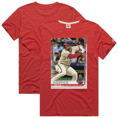 Bryce Harper Philadelphia Phillies Homage 2019 Topps Baseball Card Player T-Shirt - Red - MLB Sale