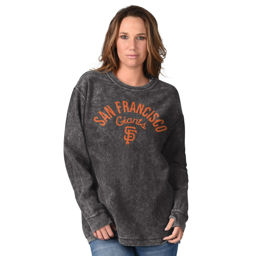 San Francisco Giants G-III 4Her by Carl Banks Women's Comfy Cord Pullover Sweatshirt - Black - MLB on Sale