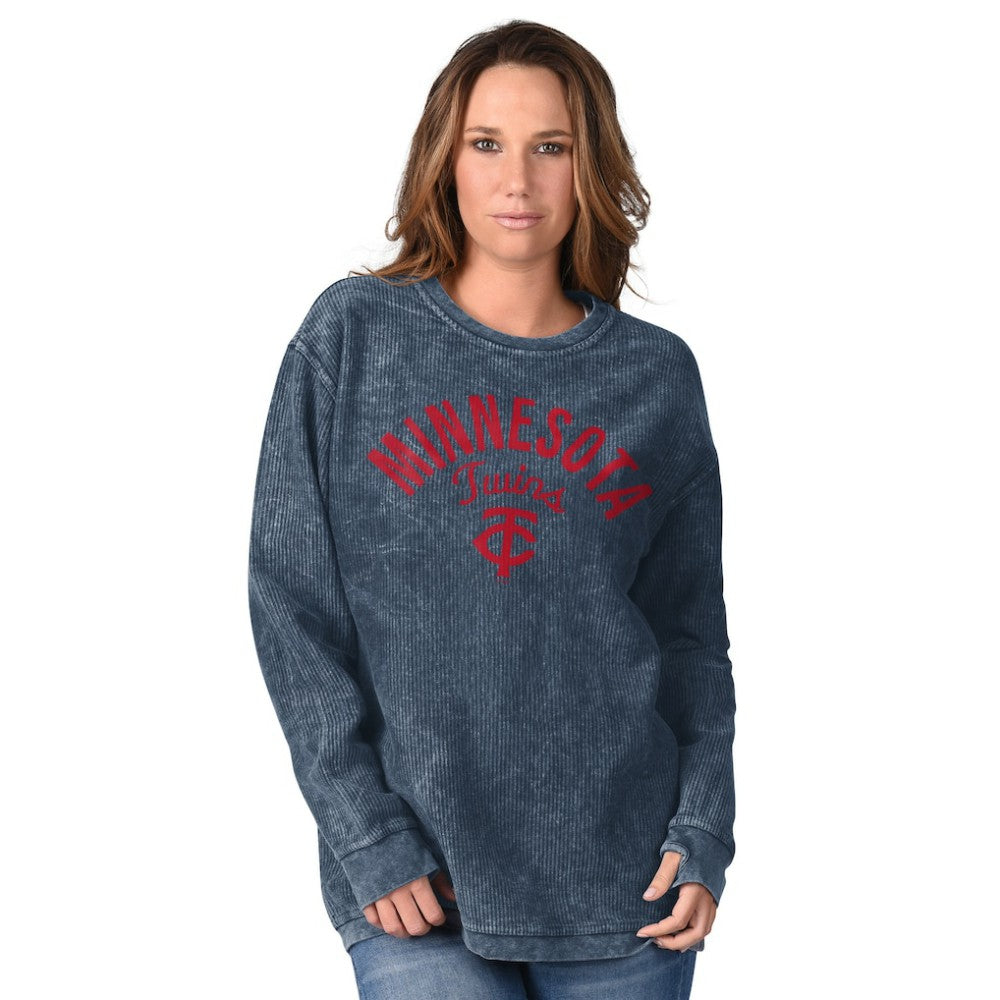 Minnesota Twins G-III 4Her by Carl Banks Women's Comfy Cord Pullover Sweatshirt - Navy - MLB Discount