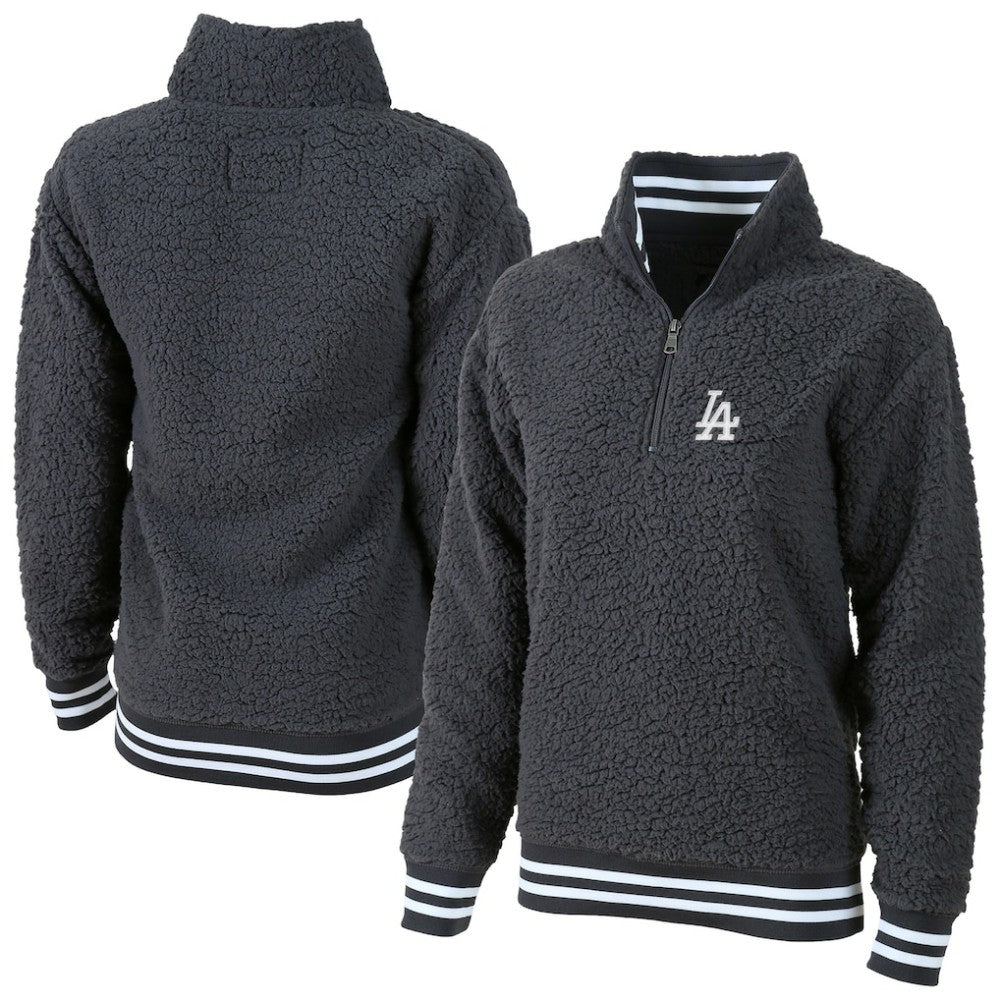 Los Angeles Dodgers G-III 4Her by Carl Banks Women's Play Action Sherpa Fleece Quarter-Zip Jacket - Gray - MLB on Sale