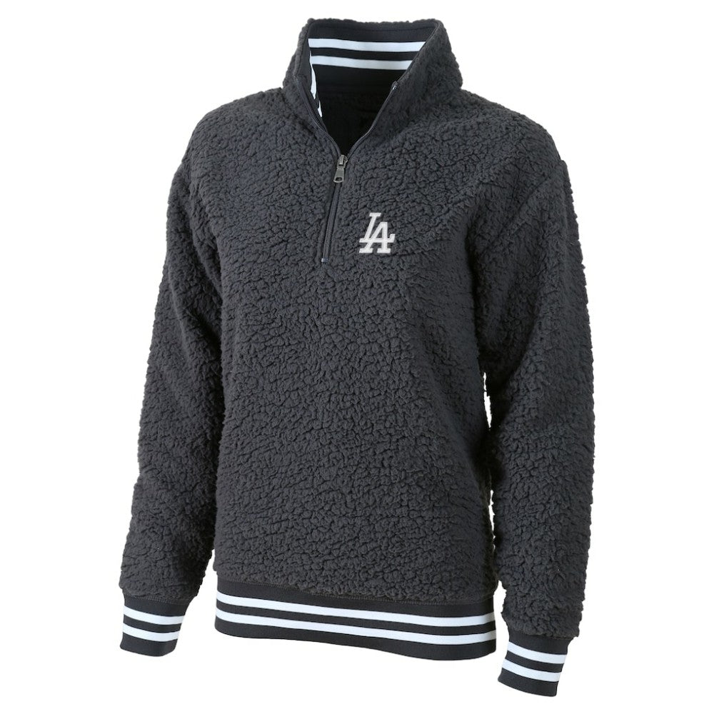 Los Angeles Dodgers G-III 4Her by Carl Banks Women's Play Action Sherpa Fleece Quarter-Zip Jacket - Gray - MLB on Sale