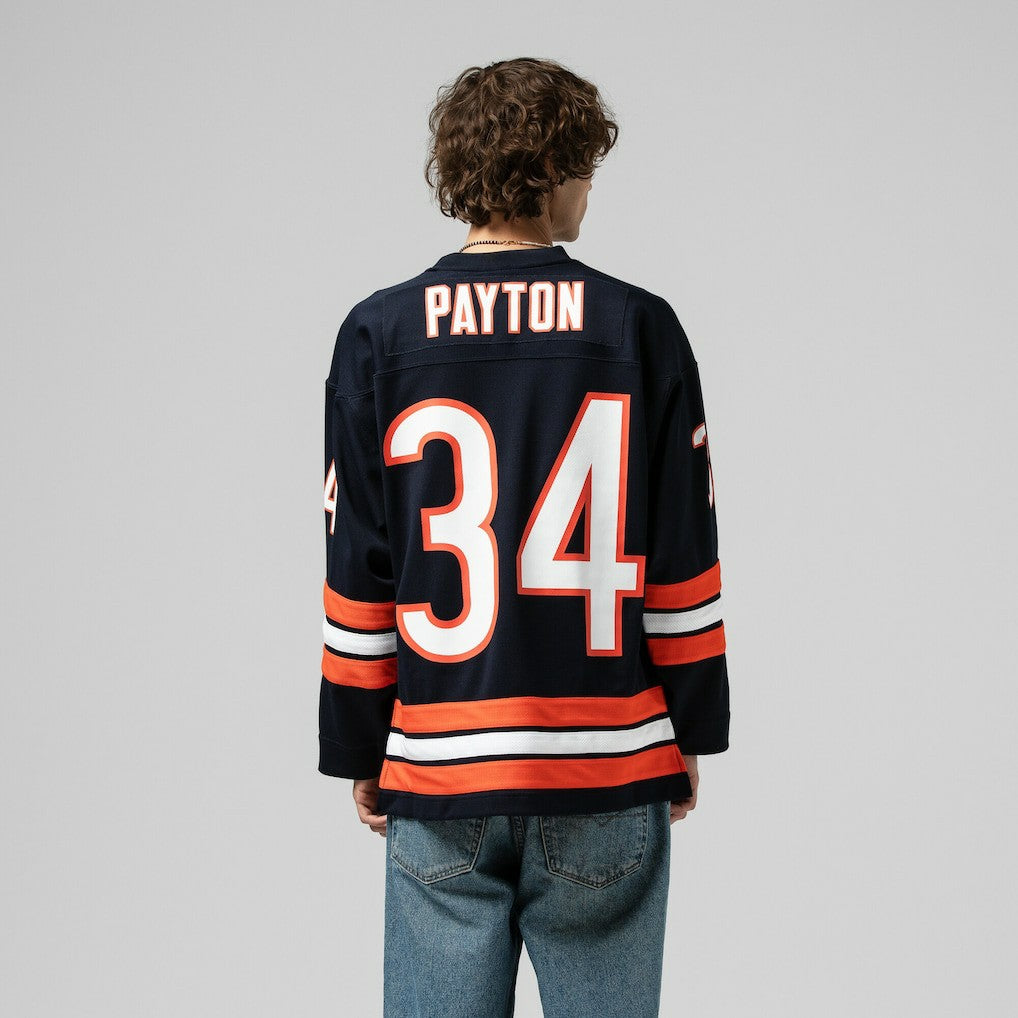 Mitchell & Ness Walter Payton Chicago Bears Maxxed Out Fashion Hockey Jersey Navy