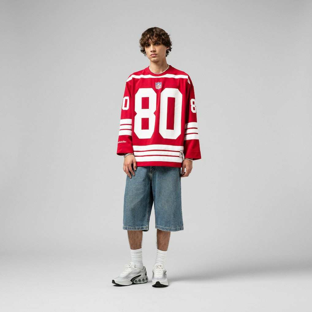 Mitchell & Ness Jerry Rice San Francisco 49ers Maxxed Out Fashion Hockey Jersey Scarlet