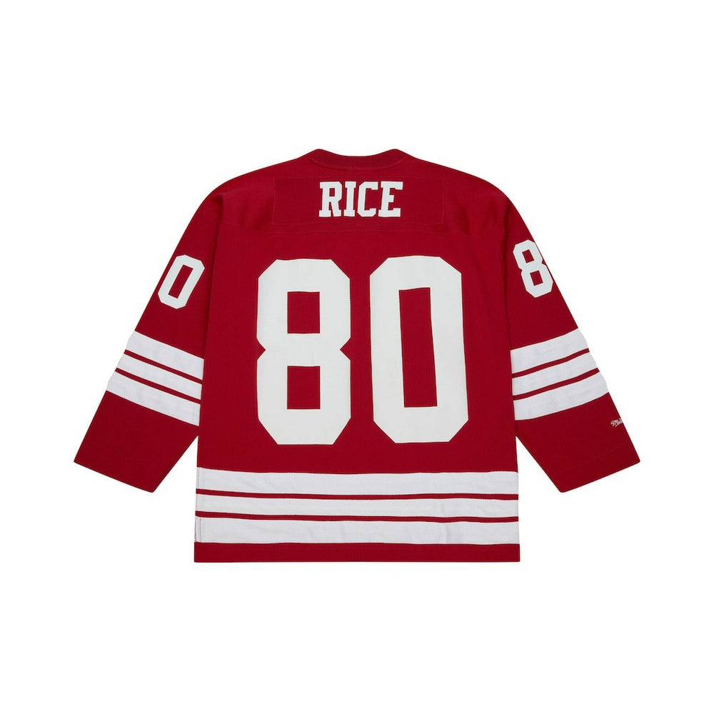 Mitchell & Ness Jerry Rice San Francisco 49ers Maxxed Out Fashion Hockey Jersey Scarlet