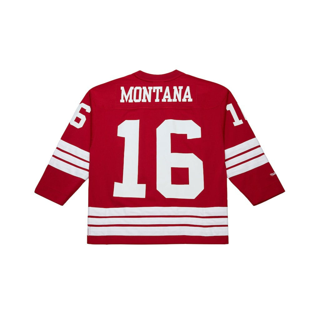 Mitchell & Ness Joe Montana San Francisco 49ers Maxxed Out Fashion Hockey Jersey Scarlet
