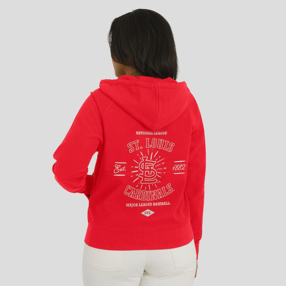 St. Louis Cardinals WEAR by Erin Andrews Women's Vintage Full-Zip Raglan Hoodie - Red - MLB on Sale