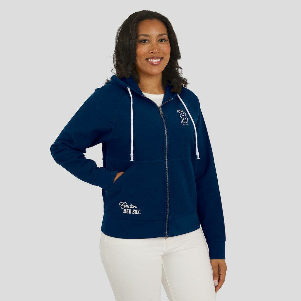 Boston Red Sox WEAR by Erin Andrews Women's Vintage Full-Zip Raglan Hoodie - Navy - MLB Online