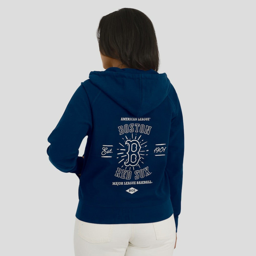 Boston Red Sox WEAR by Erin Andrews Women's Vintage Full-Zip Raglan Hoodie - Navy - MLB Online
