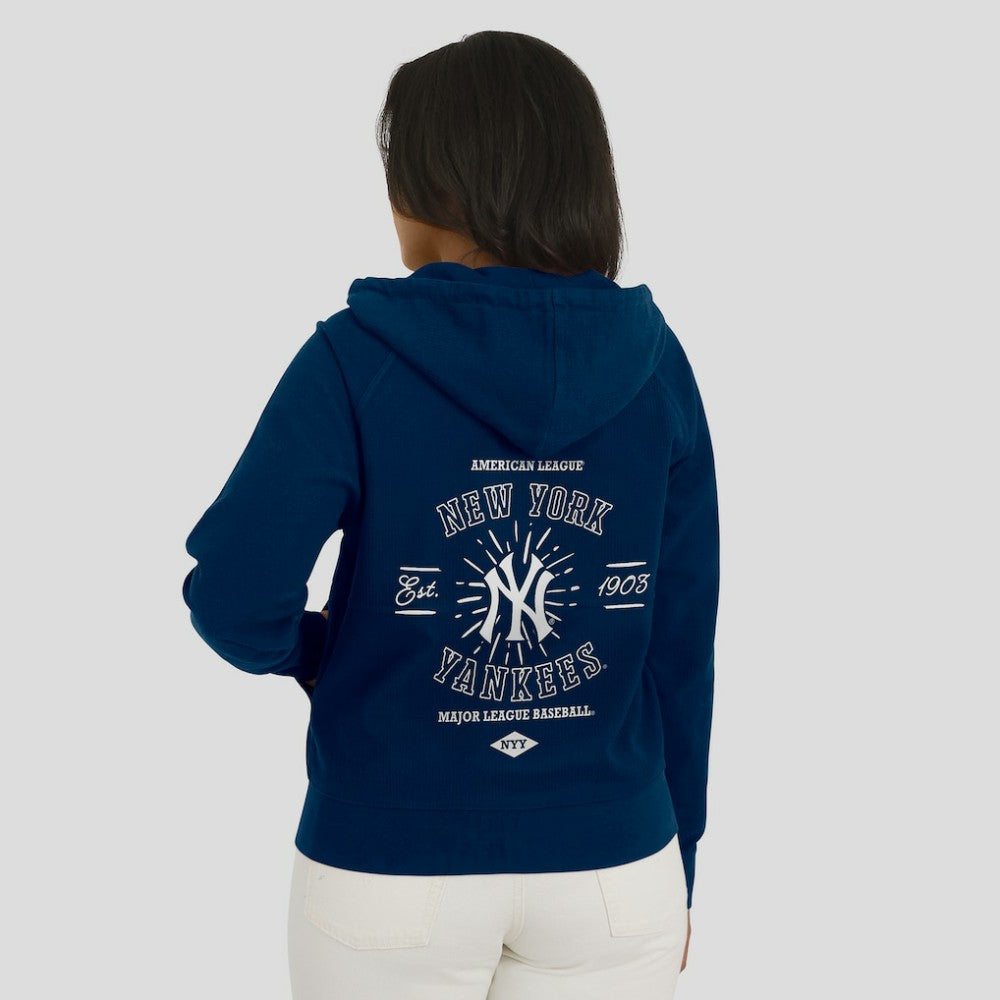New York Yankees WEAR by Erin Andrews Women's Vintage Full-Zip Raglan Hoodie - Navy - MLB Online