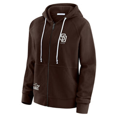 San Diego Padres WEAR by Erin Andrews Women's Vintage Full-Zip Raglan Hoodie - Brown - MLB Discount