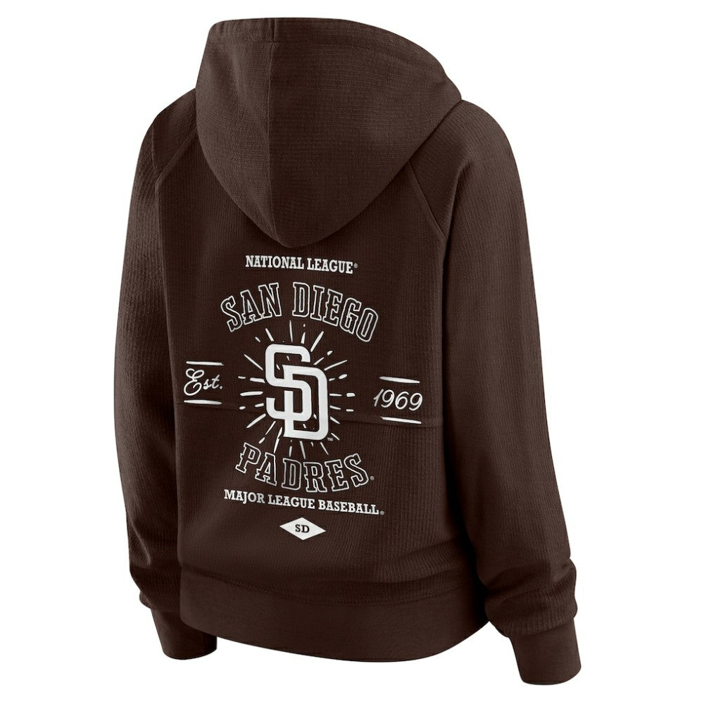 San Diego Padres WEAR by Erin Andrews Women's Vintage Full-Zip Raglan Hoodie - Brown - MLB Discount