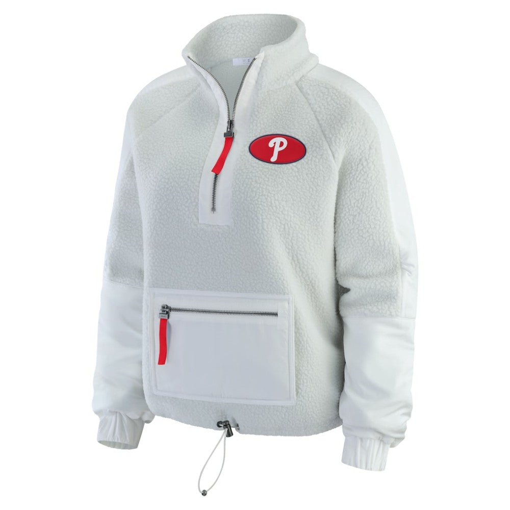 Philadelphia Phillies WEAR by Erin Andrews Women's Polar Fleece Quarter-Zip Jacket - Gray - MLB Discount