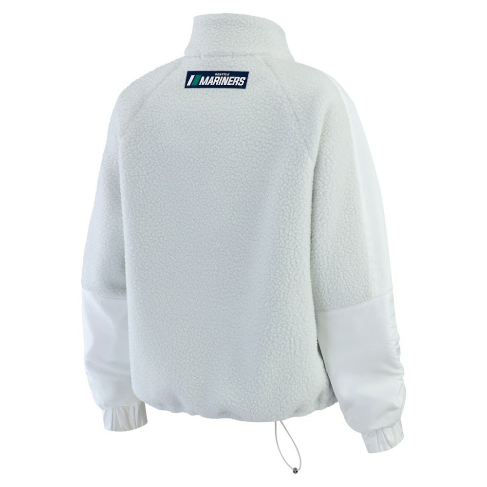 Seattle Mariners WEAR by Erin Andrews Women's Polar Fleece Quarter-Zip Jacket - Gray - MLB Lifestyle