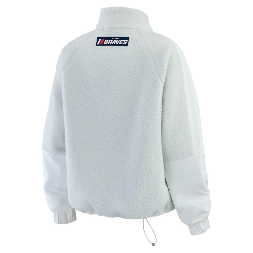Atlanta Braves WEAR by Erin Andrews Women's Polar Fleece Quarter-Zip Jacket - Gray - MLB Sale