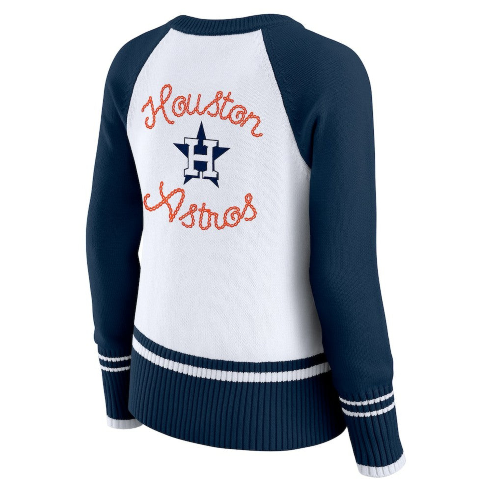 Houston Astros WEAR by Erin Andrews Women's Colorblock Raglan Sweater - White - MLB Sale