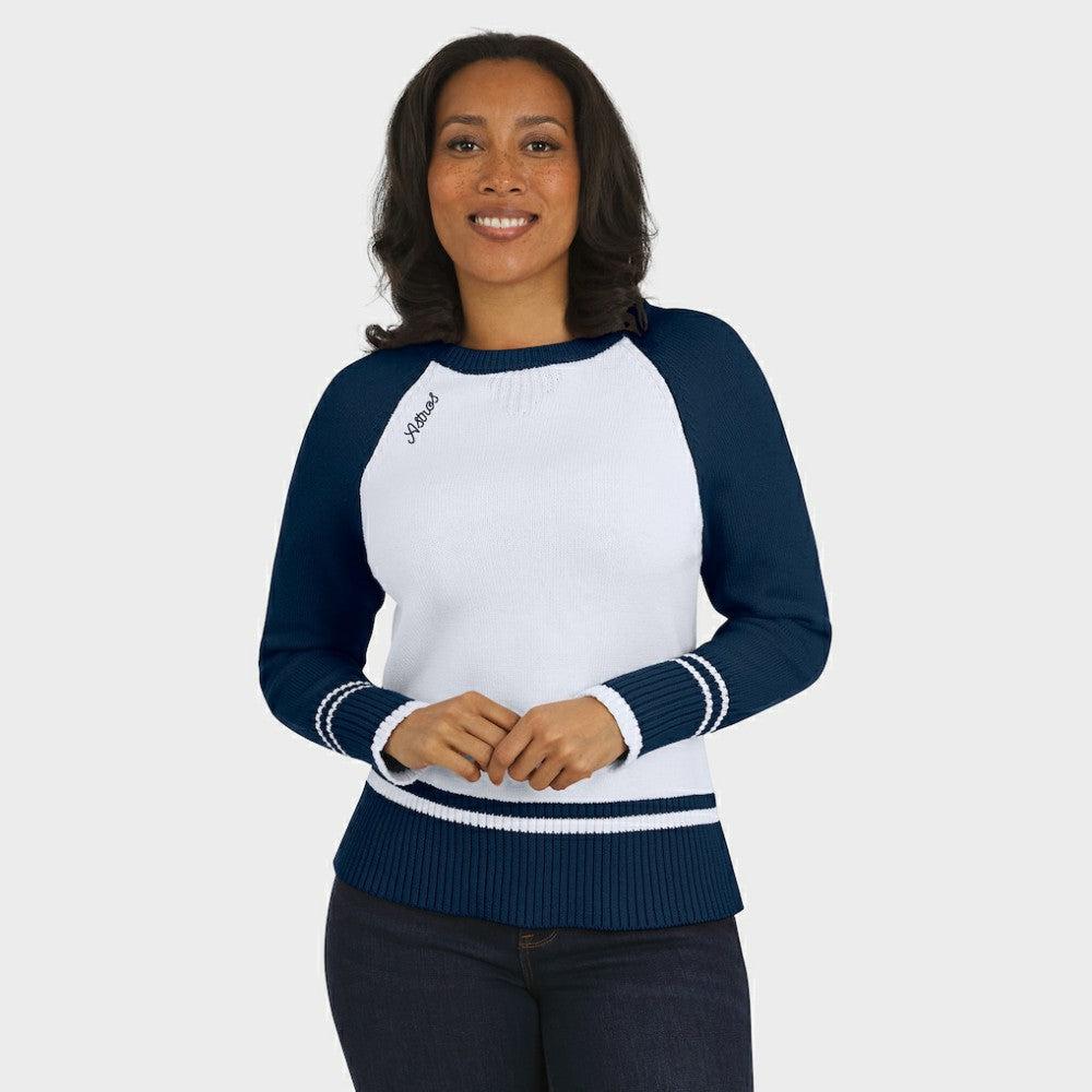 Houston Astros WEAR by Erin Andrews Women's Colorblock Raglan Sweater - White - MLB Sale