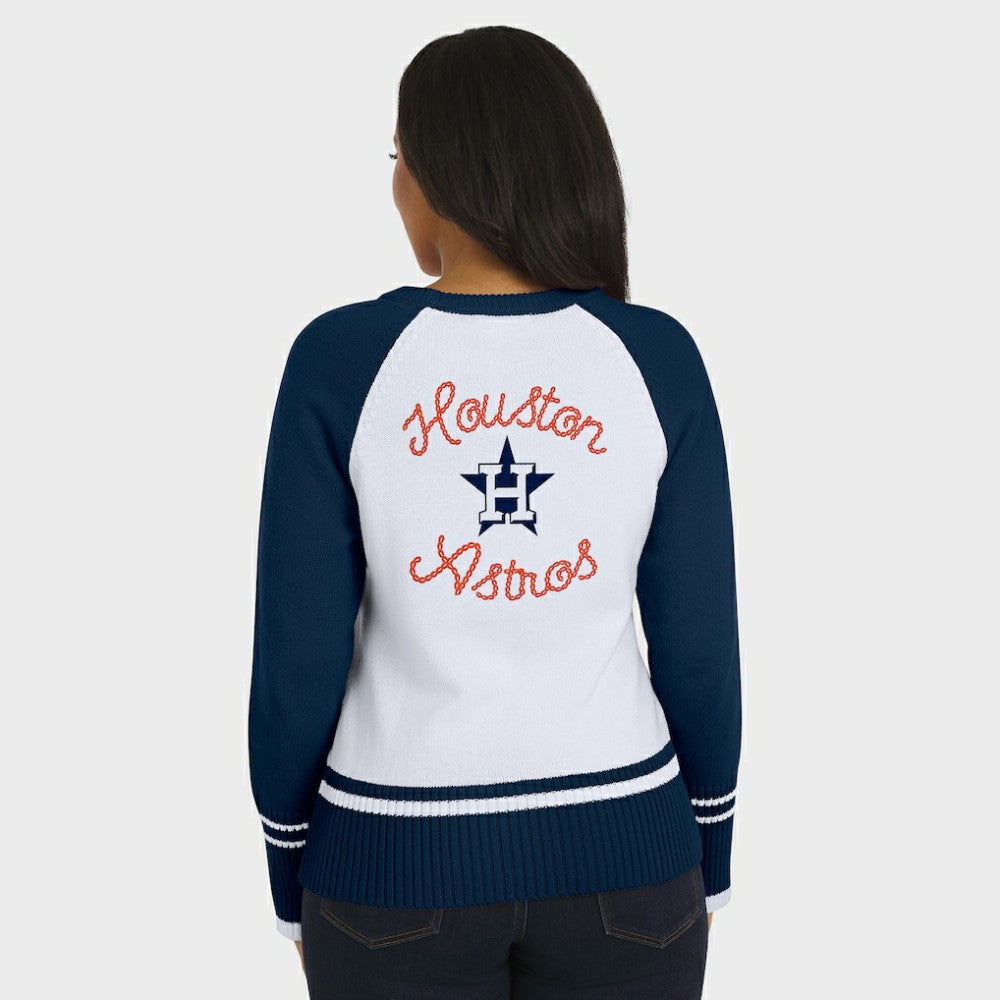 Houston Astros WEAR by Erin Andrews Women's Colorblock Raglan Sweater - White - MLB Sale