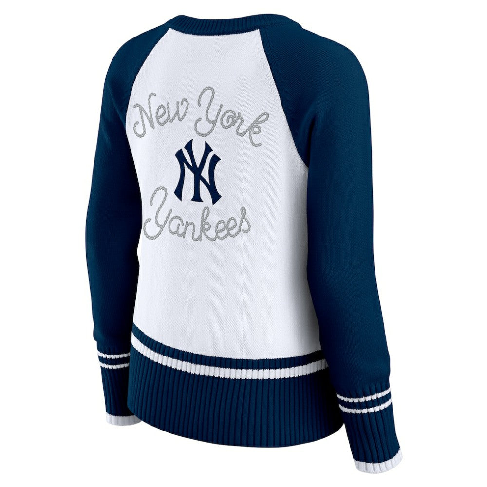 New York Yankees WEAR by Erin Andrews Women's Colorblock Raglan Sweater - White - MLB Discount