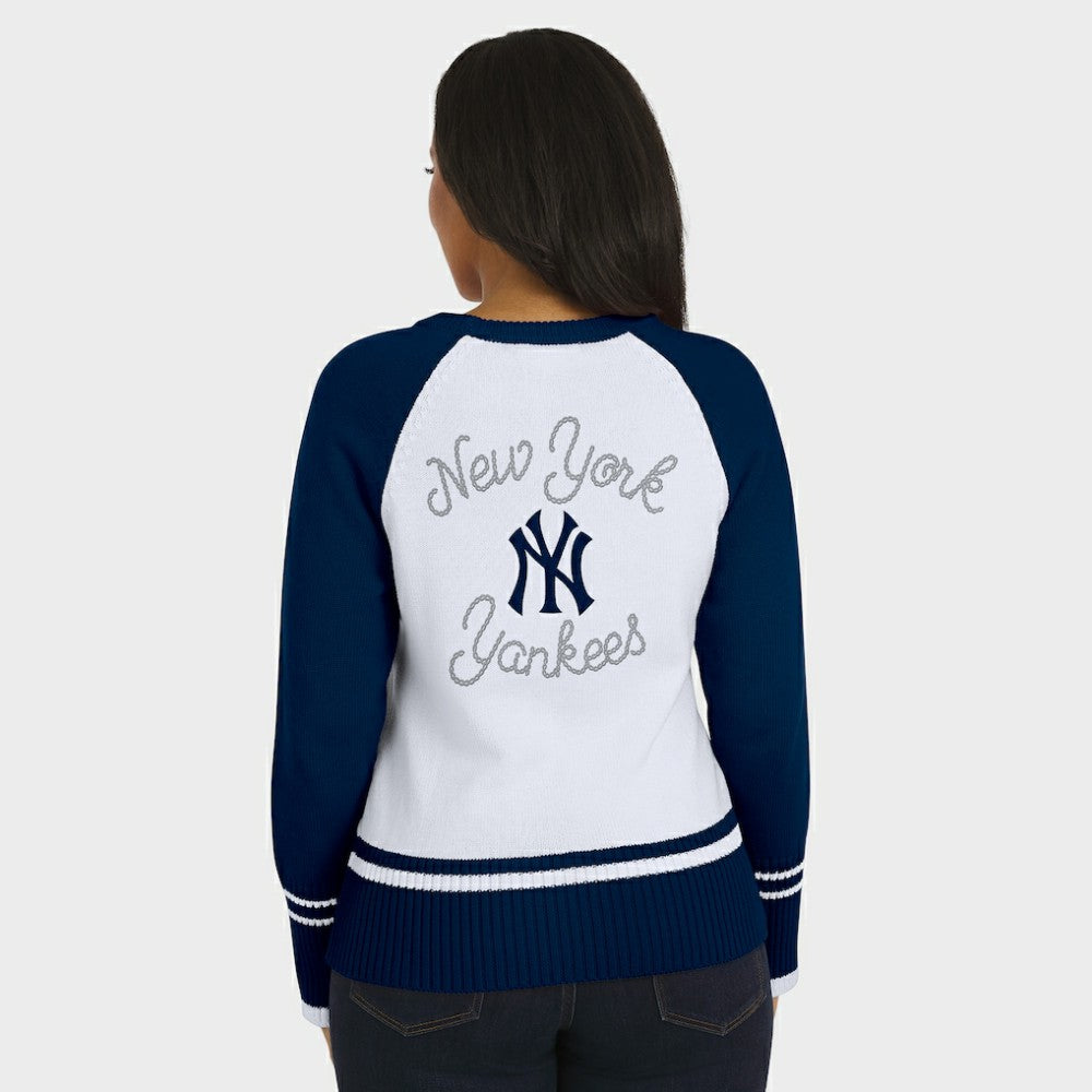 New York Yankees WEAR by Erin Andrews Women's Colorblock Raglan Sweater - White - MLB Discount
