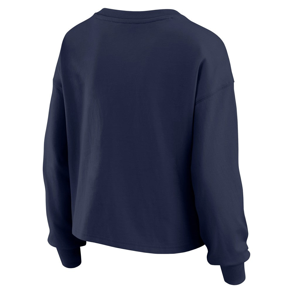 Houston Astros WEAR by Erin Andrews Women's Heavy Rugby Jersey Cropped Long Sleeve T-Shirt & Shorts Lounge Set - Navy - MLB on Sale