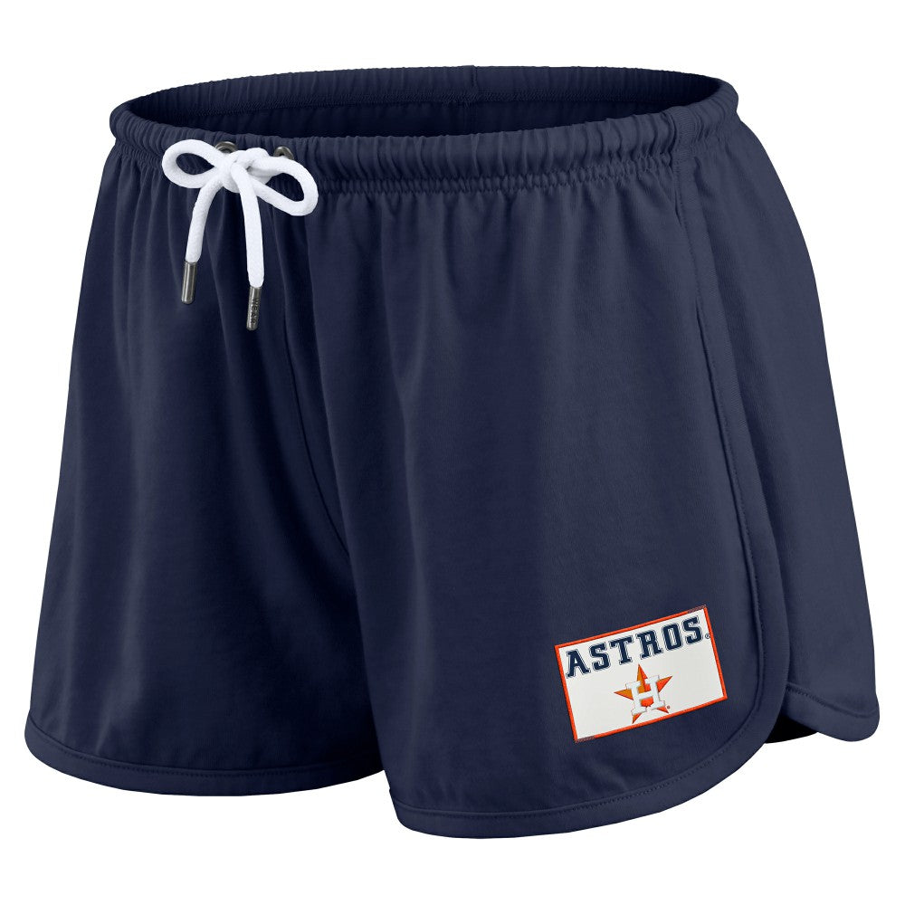 Houston Astros WEAR by Erin Andrews Women's Heavy Rugby Jersey Cropped Long Sleeve T-Shirt & Shorts Lounge Set - Navy - MLB on Sale