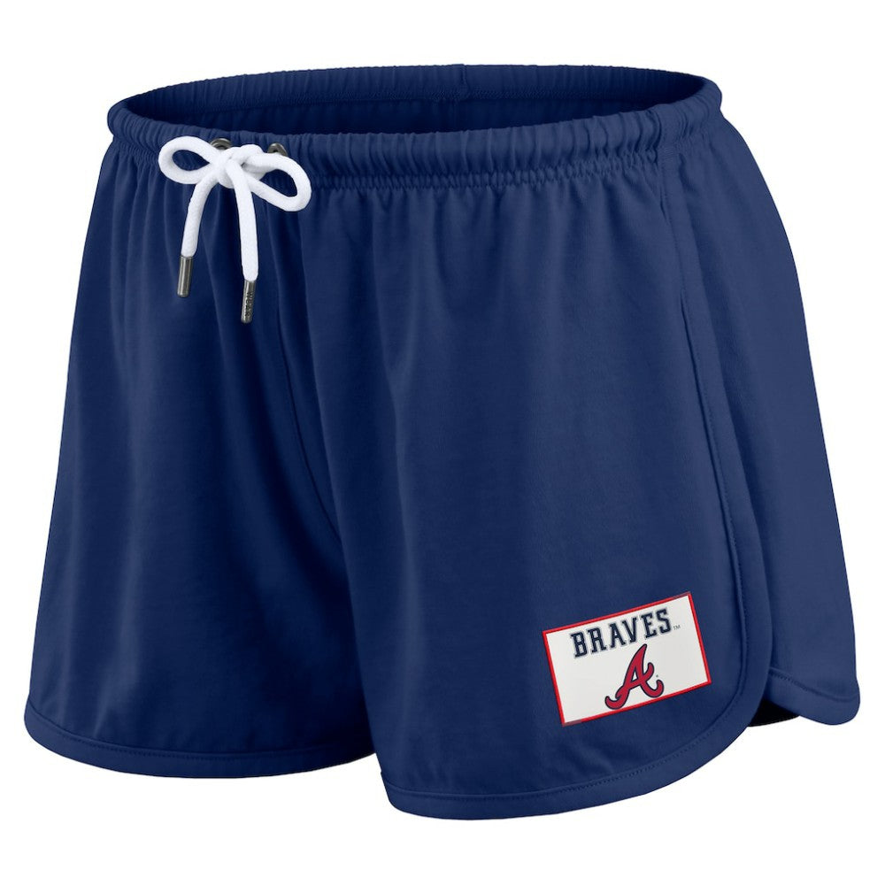 Atlanta Braves WEAR by Erin Andrews Women's Heavy Rugby Jersey Cropped Long Sleeve T-Shirt & Shorts Lounge Set - Navy - MLB Discount