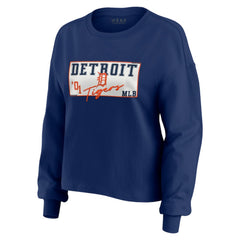 Detroit Tigers WEAR by Erin Andrews Women's Heavy Rugby Jersey Cropped Long Sleeve T-Shirt & Shorts Lounge Set - Navy - MLB Online