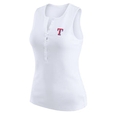 Texas Rangers WEAR by Erin Andrews Women's Rib-Knit Henley Tank Top - White - MLB Online