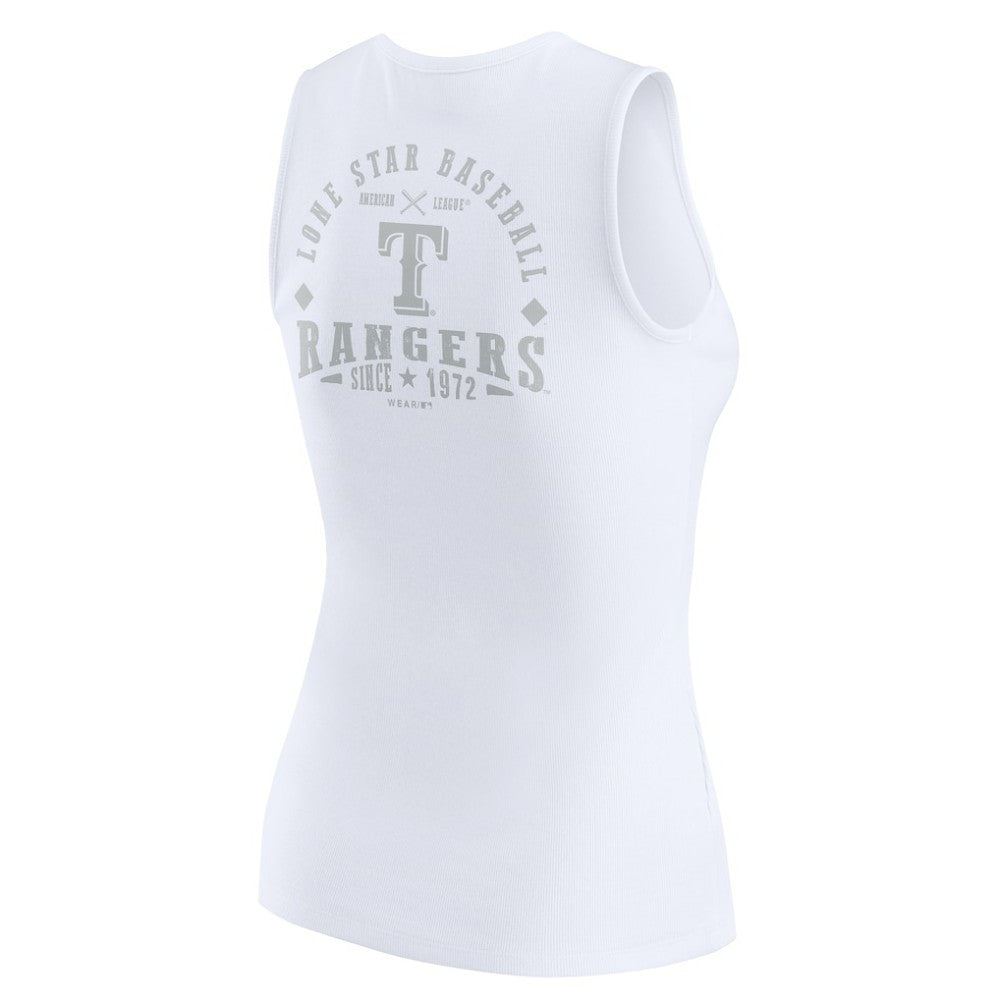 Texas Rangers WEAR by Erin Andrews Women's Rib-Knit Henley Tank Top - White - MLB Online