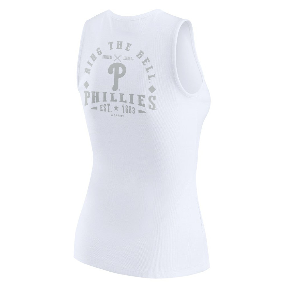 Philadelphia Phillies WEAR by Erin Andrews Women's Rib-Knit Henley Tank Top - White - MLB Sale